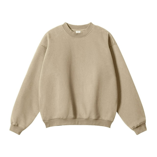 hotojiny Chandail à Col Rond pour Hommes Classique Uni Coupe Régulière Chandail à Enfiler Hauts de Mode d'Automne Chemises à Manches Longues pour Hommes