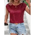 thumbnail image 5 of Womens Shirts Summer European And American Style Loose Casual Fashion Round Neck Sleeveless Top Sequin T Shirt Short Sleeve Womens Tops, 5 of 7