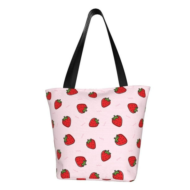 Balery Strawberry Bolsa de Hombro con Diseño, Bolsa Grande y Duradera, Bolsa Versátil para Compras