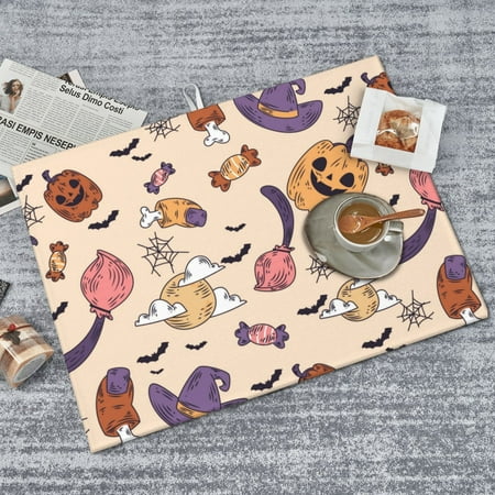 

PUREYAH Dish Mat Drying Kitchen Mat Microfiber Vintage Halloween Scary Spooky Quick Absorbent Sink Drying Mat for Kitchen Counter 18x24 Inch