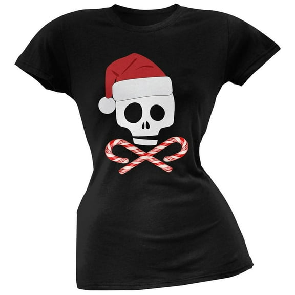 Old Glory Juniors Skull And Cross Candy Canes Santa Short Sleeve T Shirt