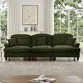 thumbnail image 6 of Newest Elegant Large 3 Seater Sofa Couch,Flared Arms,Removable Ruffles Pleats Skirts,Spindle Legs, Comfy Chenille Three-Seat Sofa for Living Room, Green, 6 of 20