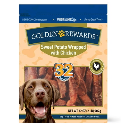Golden Rewards Sweet Potato Wrapped with Chicken Dog Treats, 32 (Best Way To Treat Tapeworms In Dogs)