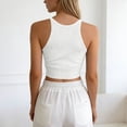 thumbnail image 4 of xfsWaSs Workout Tank Tops For Women Sleeveless Ribbed Knit Camisole Tank Top High Neck Cropped Basic T-Shirts Casual Summer Tops Basic Tees Tops, 4 of 5