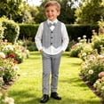 thumbnail image 3 of Iyufng 3 Piece Boys' Formal Vest Suit Sets, Summer Checkered Outfits for Boys, Collared Shirt with Trousers, Hat Set, Size 1-8 Years, 3 of 9