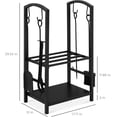 thumbnail image 2 of SSyao 5-Piece Indoor Outdoor Wrought Iron Firewood Log Storage Rack Holder Firepit Tools Set for Fireplace, Fire Pit, Stove w/Hook, Broom, Shovel, Tongs-Black, 2 of 7
