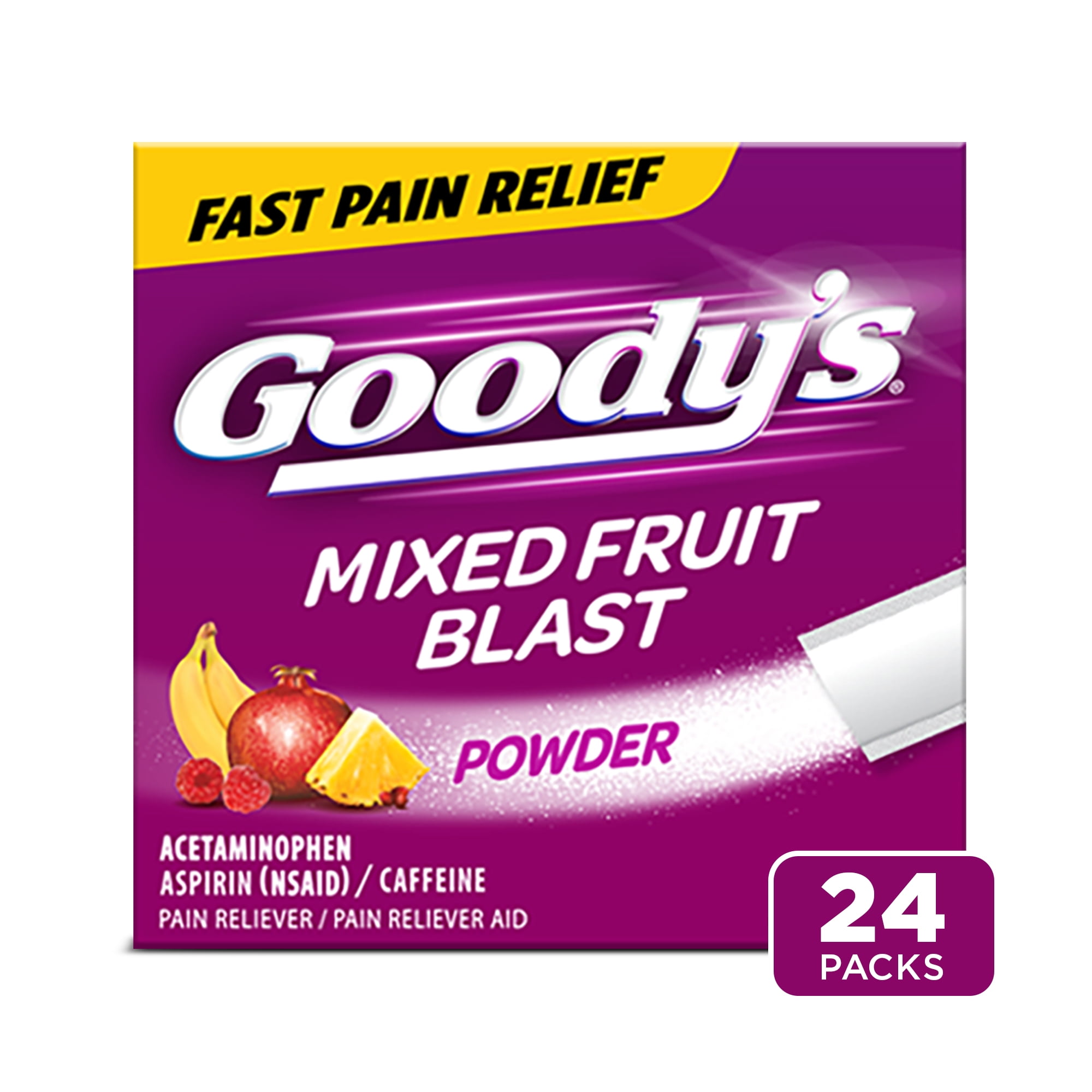 Goody's Extra Strength Headache Powder, Mixed Fruit Blast Flavor, 24 Powder Sticks