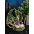 thumbnail image 7 of Metallic Green Gold Terra Mother Dragon Guarding 2 Wyrmlings In Eggs Figurine, 7 of 7