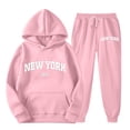thumbnail image 2 of Wyobmus Womens 2 Piece Outfits Lounge Hoodie Sweatsuit Sets Letter Printed Long Sleeve Sweatshirt Baggy Fall Fashion Sweatpants With Pockets Pink, 2 of 5