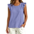 thumbnail image 5 of BLVB Women's Summer Cute Tank Top Casual Crewneck Ruffle Sleeveless Spring Fall Blouse Shirts Beach Vacation Clothes, 5 of 6