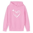 thumbnail image 5 of SERTG Girls Valentine's Hooded Sweatshirt Long Sleeve Casual with Heart Print Kids Spring Fall Fleece-Lined Solid Color Everyday Top(Pink,7 Years), 5 of 5