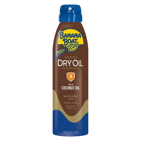 (2 pack) Banana Boat Dry Oil Clear Sunscreen Spray SPF 8 - 6 (Best Spf For Tanning And Protection)