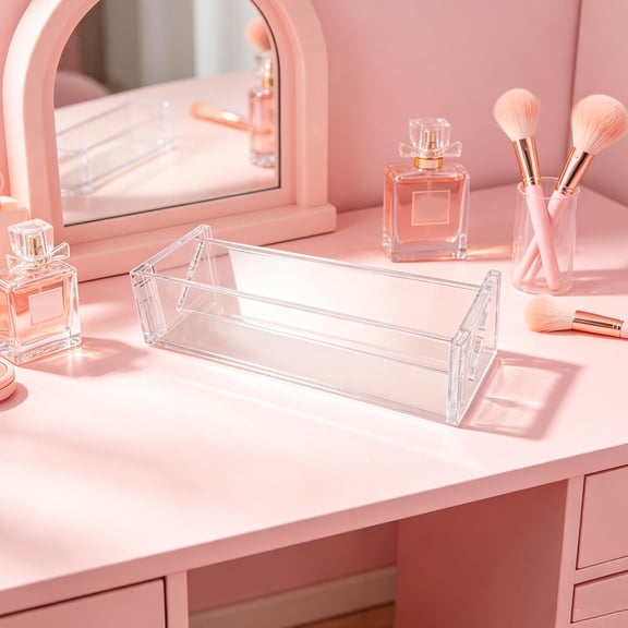 MOKKHNB Clear Desktop Makeup Organizer Storage Rack with Stylish Minimalist Design for Cosmetics and Accessories