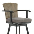 thumbnail image 4 of Hazel Outdoor Swivel Counter Stool in Aluminum with Teak Wood & Charcoal Cushion, 4 of 8