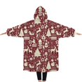 thumbnail image 2 of Oversized Wearable Blanket Hoodie,Colorful Christmas Striped Pattern Sherpa Blanket Hoodie with Super Pockets,Super Warm Fuzzy Pullover for Women & Men, 2 of 6