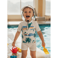 thumbnail image 6 of BemeyourBBs BemeyourBBs Toddlers Baby Boys 3 Piece Swimsuit Infant Boy Bathing Suit Swim Shirt Trunk Shorts Set and Sun Hat Short Sleeve Swimwear Sunsuit UPF 50+ Rash Guard, 6 of 9