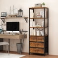 thumbnail image 3 of Ktaxon Bookshelf, 68.5"H Modern Tall Bookcase Display Storage Shelf with 4 Drawers, Brown, 3 of 9