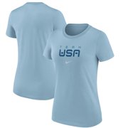 Angle View: Women's Nike Light Blue Team USA Stack Graphic T-Shirt