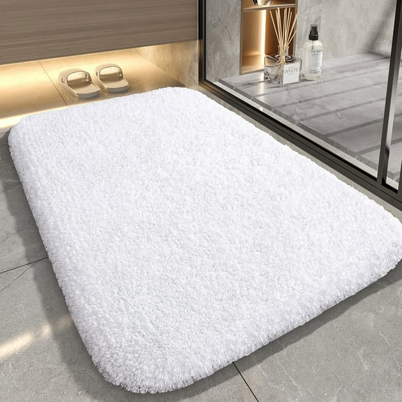 Plush Fluffy Bath Mat - Thickened, Non-Slip Absorbent Bathroom Rug