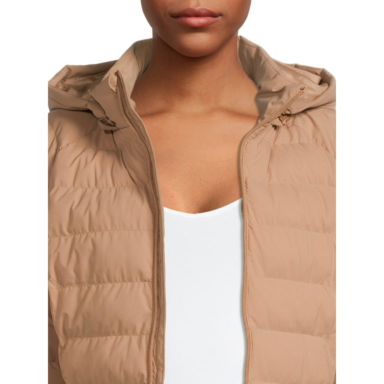 Women ultra light shop down stretch hooded coat