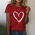 thumbnail image 2 of VKOYWKM Heart Shirts Women Valentines Day T-Shirts Heart Graphic Tees Cute Tops Holiday Short Sleeve T Shirts Casual Crew Neck Romantic Tshirts, 2 of 5