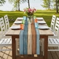 thumbnail image 4 of Table Runners 72 Inches Long Dress Scarves, Farmhouse Blue Brown Farmhouse Kitchen Table Runner, Coffee Tablerunners, Vintage Wooden Striped 14x72 Inch, 4 of 9