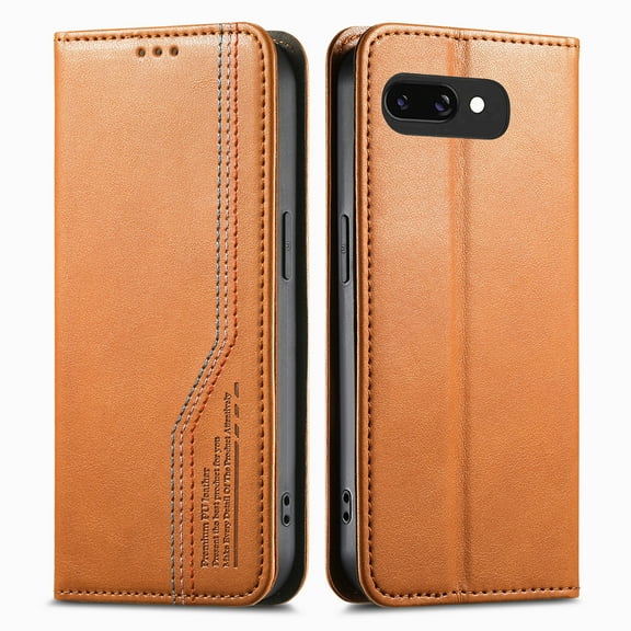 Decase for Google Pixel 9A Wallet Case,Business Slim Flip Wallet Case with Card Holder,Premium PU Leather Protective Cover with Elastic Wristband for Pixel 9A 6.3",Brown