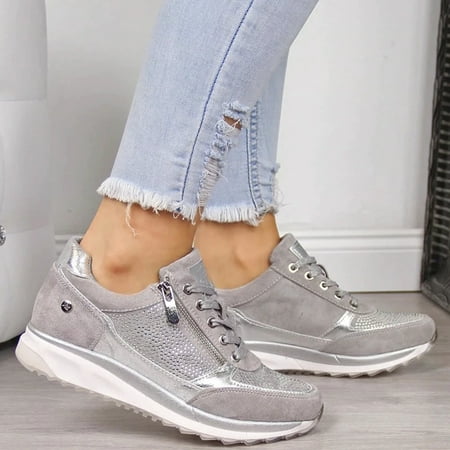 

Poly Sneakers Women s Running Casual Wearing Shoes Walking Wearing Winter 4 Seasons with Crystal Decor