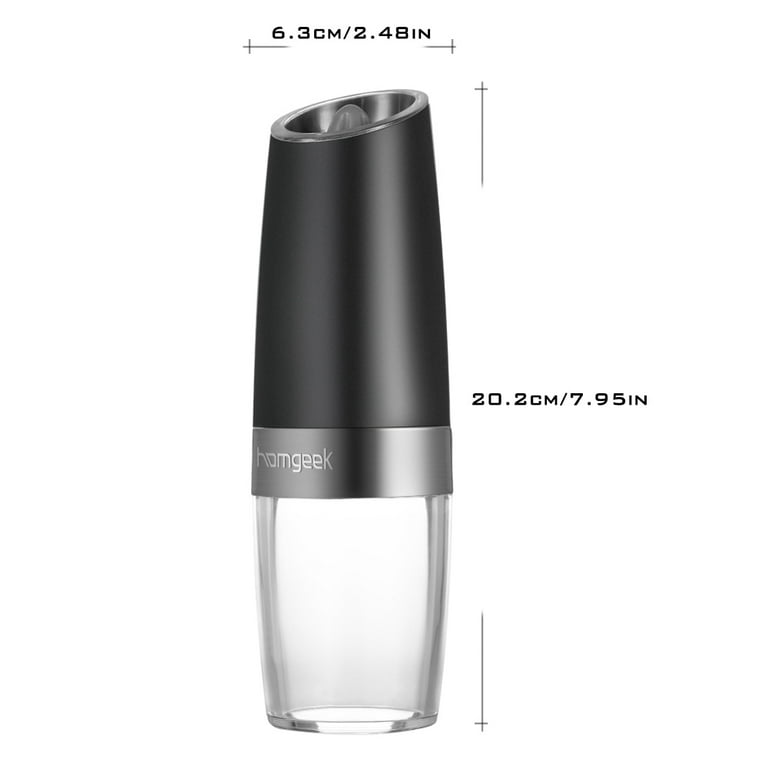 Electric gravity pepper grinder or salt grinder with adjustable thickness,  automatic pepper grinder battery, with blue LED light, DLD one-hand