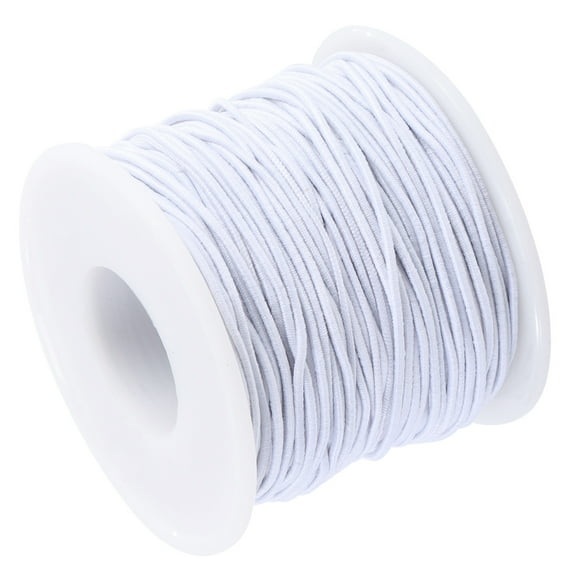 FELTECHELECTR Sturdy Stretchy Diy Core-Covered Elastic Line 2 Rolls for Jewelry Making White 50M X 0.04In