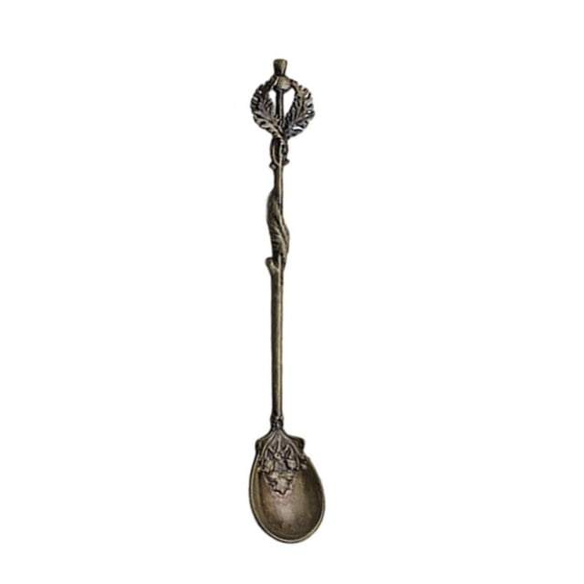 Cuchara de café de metal vintage, cuchara para revolver té tallada, utensilio de postre, vajilla occidental para el hogar, material de aleación, diseño elegante para café, té, decoración de fotos, id
