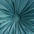thumbnail image 3 of HIG Set of 2 Pumpkin Pleated Round Throw Pillows, Soft Velvet, Teal, 14.5" Diameter, 3 of 7