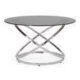 thumbnail image 2 of Noble House Table Basse Ronde Moderne, Dessus en Verre, Cadre Circulaire Emboîtable, Finition Chrome, Gris, 2 of 8