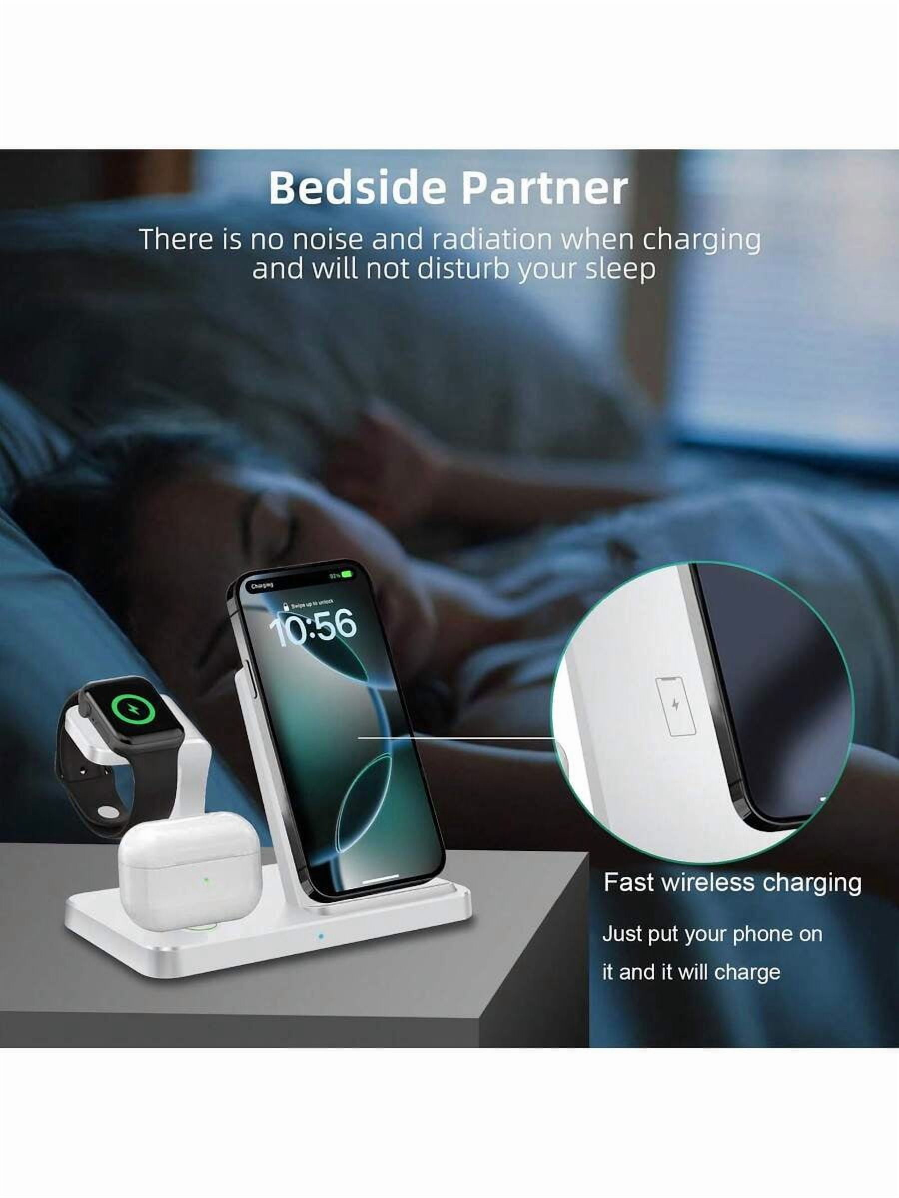 3 in 1 Wireless Charger Stand for iPhone 14-6, Apple Watch Ultra/SE/10-2, AirPods 4/3