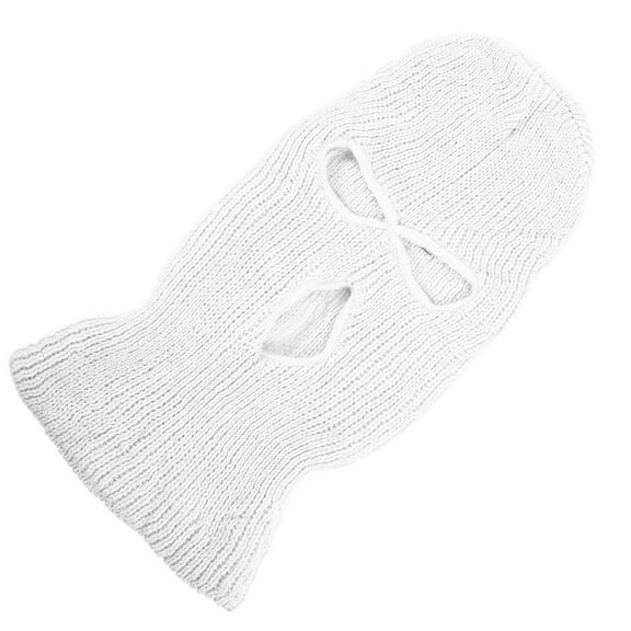 PAMINGONO 1Pcs Ski Mask in White Yarn with 3 Holes Design for Men and Women Activities