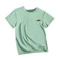 thumbnail image 5 of ZOSOED Girls Solid T Shirts Loose-Fitting Crewneck Casual Shirts with Stich Army Green 2-3years, 5 of 5