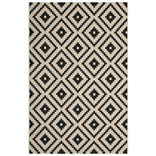 Modway Perplex Geometric Diamond Trellis 8x10 Indoor And Outdoor Area Rug In Black And Beige Walmart Com Walmart Com
