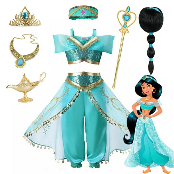 Disney vestido de princesa Jasmine para nina conjunto de ropa de Halloween para fiesta de cumpleanos Carnaval Cosplay lampara agica de Aladdin Walmart en linea