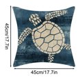 thumbnail image 2 of 45x45cm Single Sided Linen Throw Pillow Cover Blue Sea Turtle Pattern Decorative Cushion Slipcover, 2 of 3