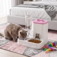 thumbnail image 4 of CHJK Automatic Dog Cat Feeder and Water Dispenser Combo, 1.2L Large Capacity Pet Food and Water Station with Integrated Bowl for Multiple Pets (Pink), 4 of 6