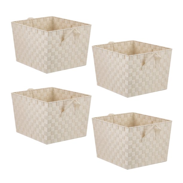 Home Basics XLarge Polyester Woven Strap Storage Bin With Handles