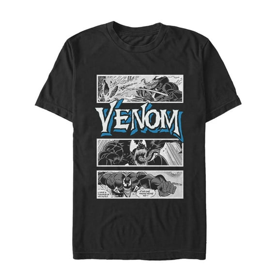 Men's Marvel Venom Comic Panels Graphic Tee Black Medium