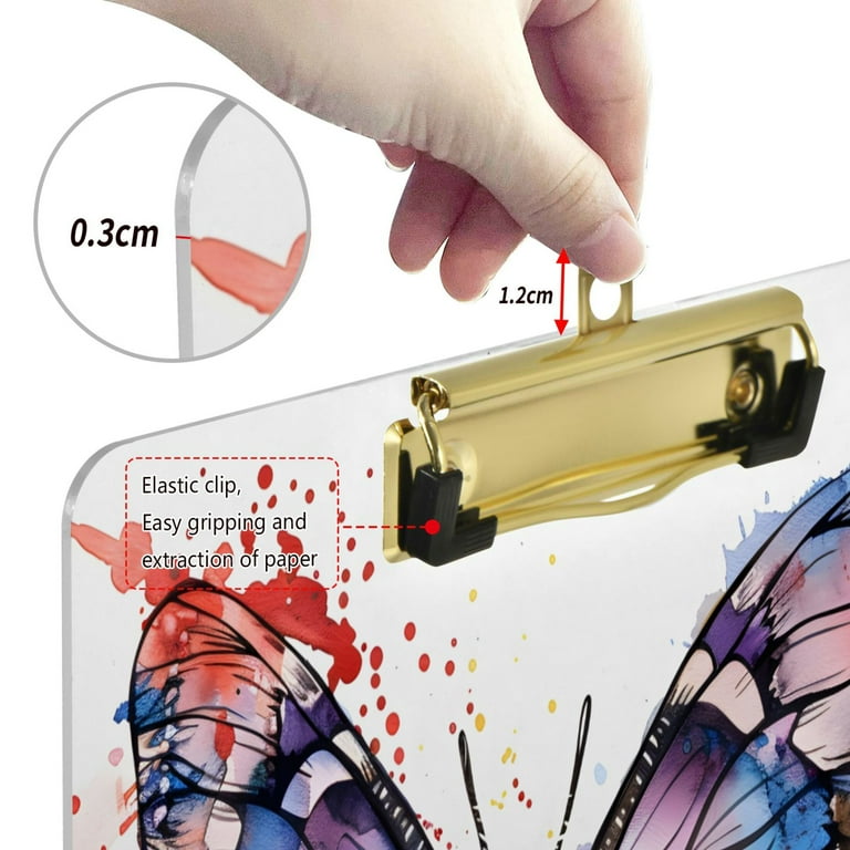 Funny Cartoon Dark Cats Acrylic Clipboard - A4 Letter Size With Silver Clip For Office & School Use