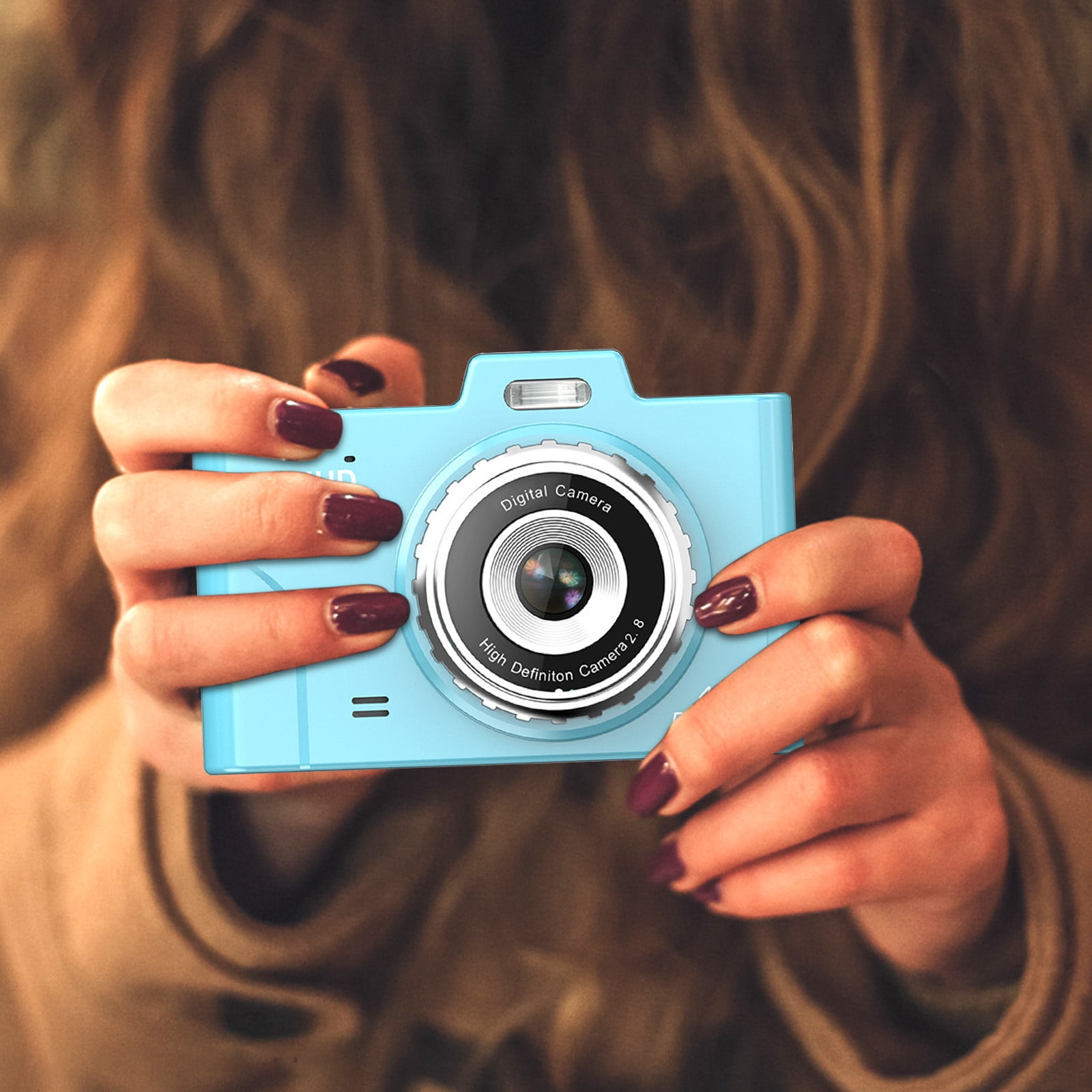 Yarino Digital Cameras for Photography Adults Digital Cameras 2.8-inch 4800W High-definition Large Screen 8X Digital Zoom Capables Of Photos Small Digital Motion Cameras,Light Blue