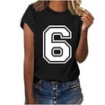 thumbnail image 4 of LMOIPLI Number 6 T-Shirt Unisex Short Sleeve Varsity Shirt Sports Team Jersey Crew Neck Fashionable Pullover Top Black M, 4 of 6