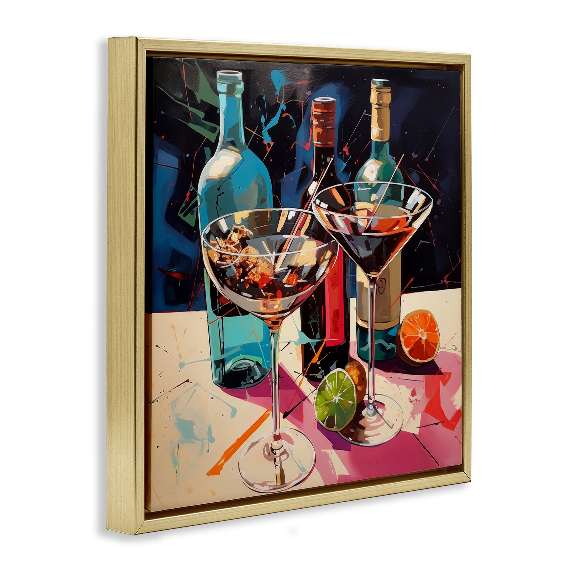 Stupell Industries Artsy Cocktails of Every Sip Gold Framed Floater Canvas Wall Art, design by Lazar Studio
