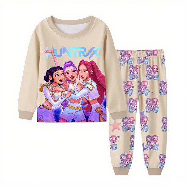 Pop cazadora para niña Dem on Hunter Pajamas Set,Rumi,Mire Zoeyy Kids Long Sleeve Pajamas,HUNTR/X Print,Fancy Party Carnival Halloween, Christmas Pajamas - Home Pajamas for Teens And Girls Pajamas