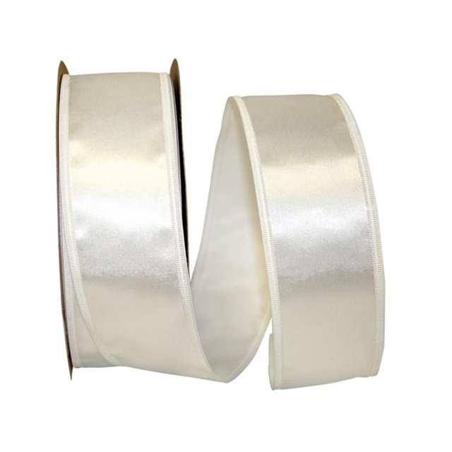 Reliant Ribbon 5102W-030-16K 20.12 in. 50 Yards Dyna Satin EZ Wired Edge Ribbon, White