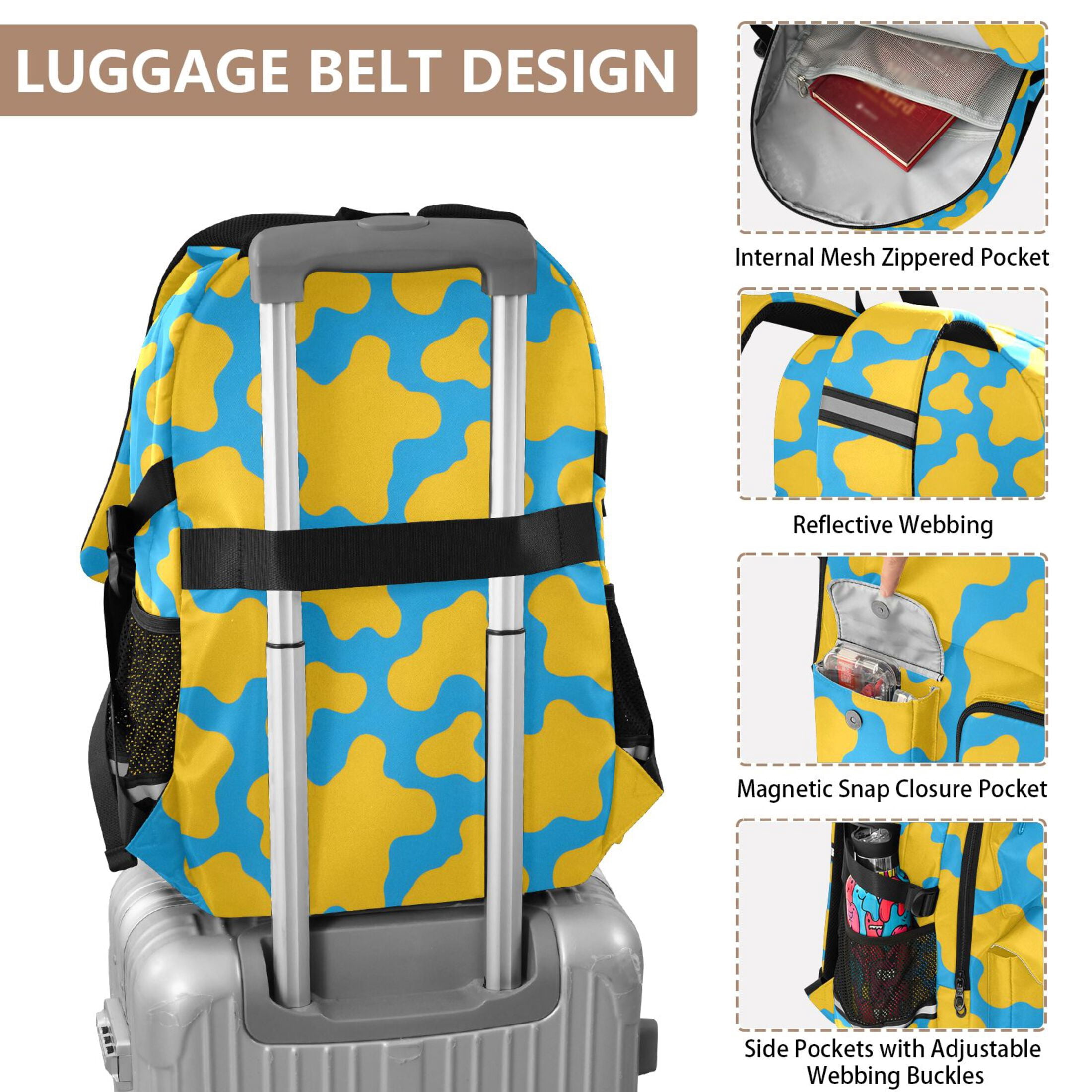 ALAZA Cow Print Student Backpack School Bookbag Large Laptop Daypack Travel Bag