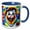 Blue/White, variant on 3drose, Laughing Fantasy Clown. Colorful Bubbles in the Air Around Him, 15oz Two-tone Red Mug